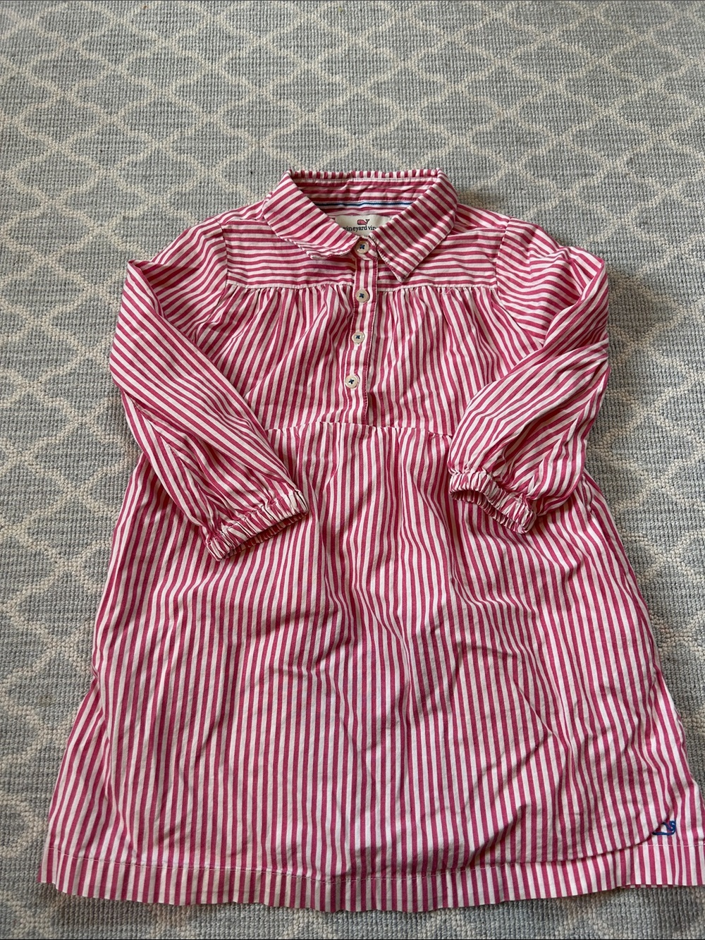 Vineyard Vines Pink and White Striped Long-Sleeve Dress